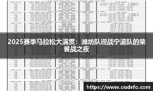 2025赛季马拉松大满贯：潍坊队迎战宁波队的荣誉战之夜